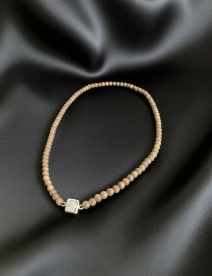 Kynam Oud Beads Necklace and Bracelet with Baroque Pearl Pendant