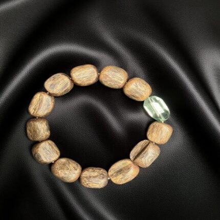 Long Square Beads with Big Green Fluorite Crystal