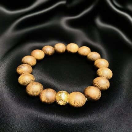 1.2 Kynam Beads with Zirconia-Inlaid Sand Gold Bead