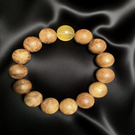 Big Kynam Oud Beads with Yellow Crystal Bead