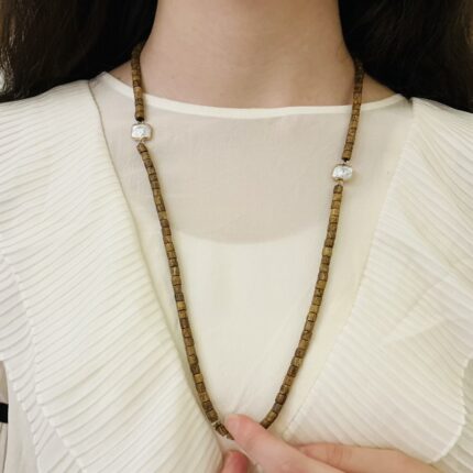 Kynam Barrel-Shaped Beads with Baroque Pearl Pendants