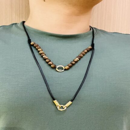 Double Chain Necklace with Kynam Oud Beads