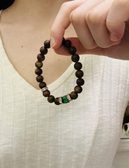 Kynam 0.8cm Beads with Royal Green Czech Crystal Bracelet