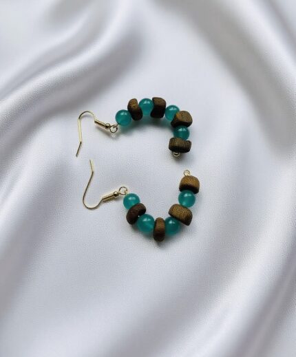 C-Shaped Earrings with Amazonite