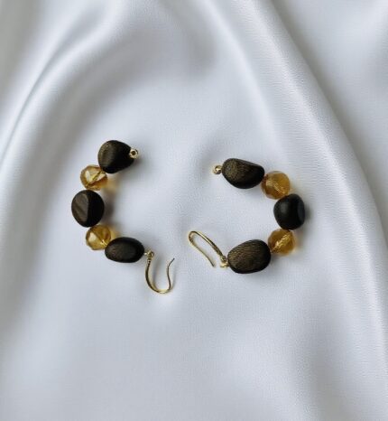 C-Shaped Earrings with Amber Crystals