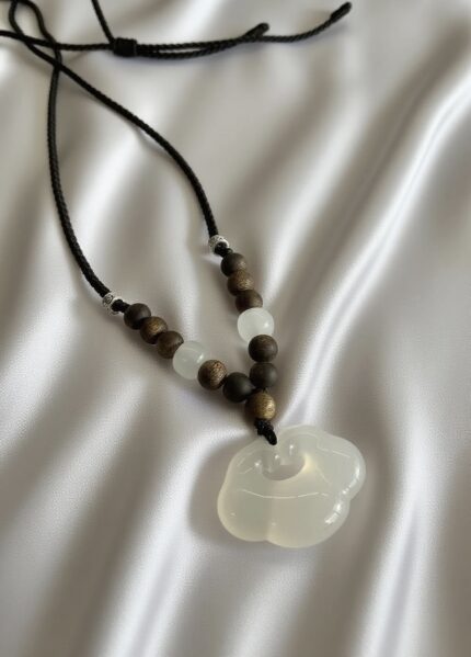 Dragon Scale Cord Agarwood Neckalce with Lucky Cloud Pendant