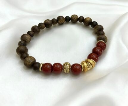 Kynam Agarwood Beads Bracelet with Southern Red Agate