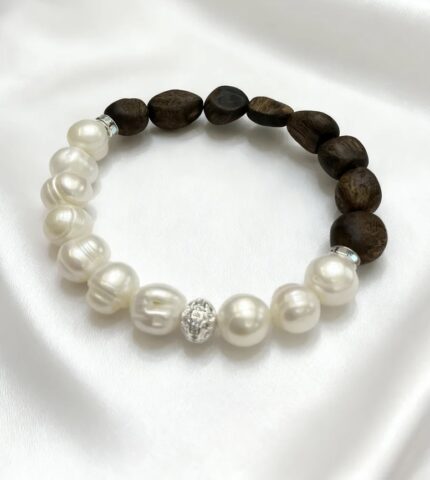 Waterdrop-shaped Bead Kynam Agarwood Bracelet with Natural Pearls