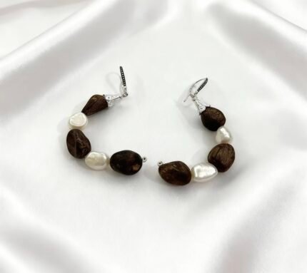 Convertible Earrings-C Shaped Earrings with Baroque Pearls