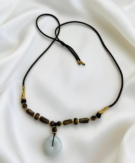 Kynam Agarwood & Jadeite Safety Buckle Necklace