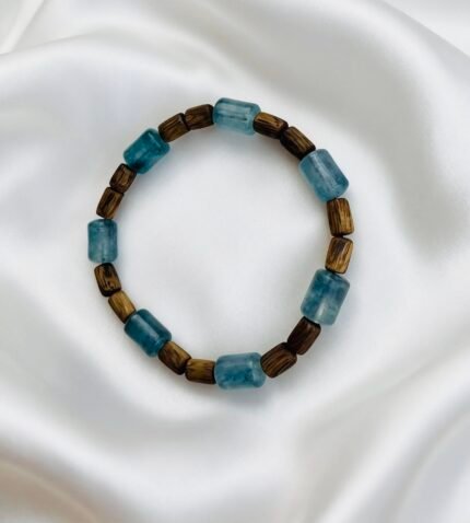Mountains&Seas-Aquamarine Barrel & Kynam Agarwood Bamboo Bracelet