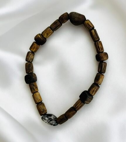 Kynam Agarwood Bamboo & Tourmalinated Quartz Bracelet