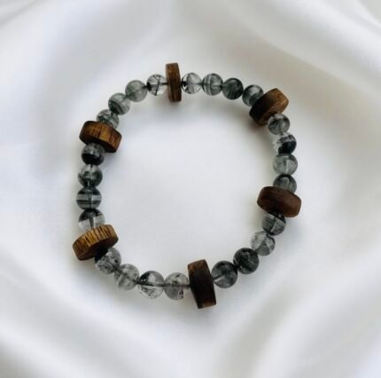 Green Phantom Quartz & Kynam Agarwood Abacus Bead Bracelet