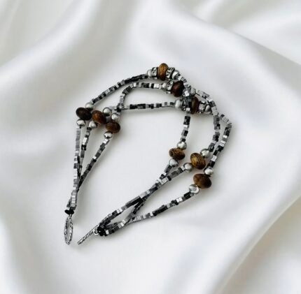 Titanium Hematite Triple-Wrap Bracelet with Kynam Agarwood