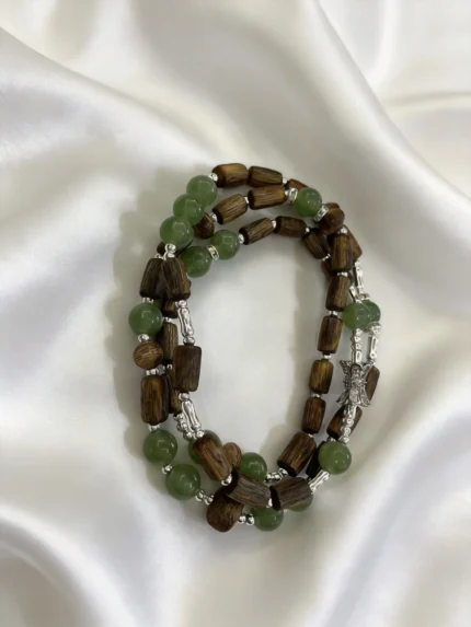 「Bamboo Whisper」Kynam Agarwood & Jade Multi-wrap Bracelet